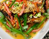 A picture of step 7 of Crispy fried Red Snapper fish in Thai style tamarind sauce.
