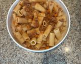 A picture of step 8 of Rigatoni Bolognese! 🇮🇹.