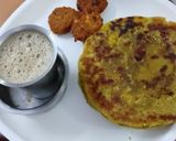 A picture of step 11 of Bogi festival puran poli(sweet) Dal vada, coffee.