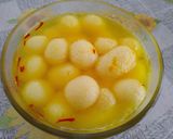 A picture of step 4 of Kamala bhog orange flavour rasgolla.