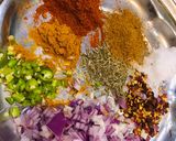 A picture of step 1 of Alu paratha.