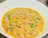 A picture of step 2 of Omelette with canned tuna on toast.