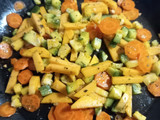 Verduras salteadas con pollo al limón, apto para bebés