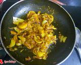 A picture of step 6 of Jackfruit seeds and peas in yellow gravy.