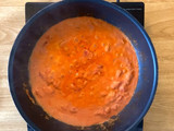 Sausage pasta bake in tomato cream sauce