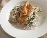 A picture of step 8 of Stuffed chicken with mushroom sauce.