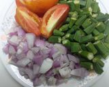 A picture of step 2 of Achary masala ladyfingers potato.