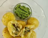 A picture of step 5 of (Shivratri) Green stuffed pattice.