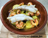 Foto del paso 6 de la receta: Rape con langostinos y patatas al azafrán en airfryer
