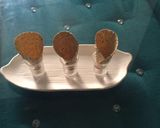 A picture of step 1 of Masala papad cone chat.