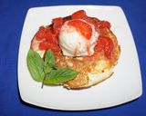 A picture of step 8 of Rice flour pancakes with frozen banana yogurt and strawberry sauce.