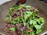 กะเพราเนื้อไข่เยี่ยวม้า