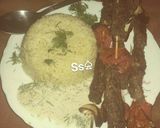 A picture of step 5 of Grilled Kofta with Yellow Rice and Tahini Salad 🍲.