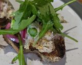 A picture of step 8 of Crab + asparagus salad (on toast).