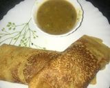 A picture of step 10 of Moong Dosa with sambhar.