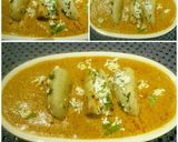 A picture of step 1 of Kaccha Kela in coconut gravy.
