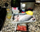 Foto del paso 1 de la receta Lubinas con taquitos de jamón al cava