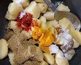 A picture of step 1 of Sukhi Bhaaji Khati meethi dal and fulka roti - a Gujarati Thali.