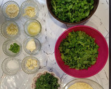 A picture of step 1 of Sarson ka saag with Makai ki roti.