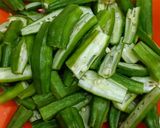 A picture of step 1 of Okra With Onion Masala.