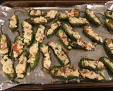 A picture of step 6 of Roasted Pepperoni and cheese stuffed Jalapeños.