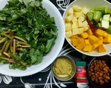 A picture of step 1 of Notey Shaak Ghonto (Green Amaranth and Mixed Vegetables Curry).