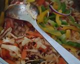 A picture of step 3 of Shallow Fried seabass with stirfry veg.