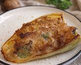 A picture of step 5 of Air Fryer Stuffed Peppers with Tuna and Mascarpone.