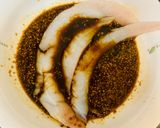 A picture of step 5 of Grilled Cod in three marinades.