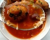 A picture of step 7 of Mexican tomato soup with cottage cheese balls.