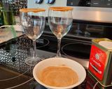 A picture of step 2 of Caramel Apple Mimosas 🍎.