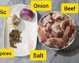 A picture of step 1 of Beef Stock (Yakhni).