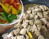 A picture of step 2 of Cashew chicken.