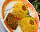A picture of step 7 of Jallop rice with egg sauce.
