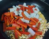 A picture of step 2 of Gajar Mooli Matar Sabzi.