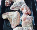 Foto del paso 8 de la receta: Alitas de pollo al horno. Guarnición: puré de camote con miel y nueces y chutney de pimiento rojo ❤️