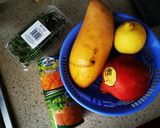 A picture of step 1 of Mango pomegranate summer salad.