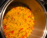 A picture of step 7 of Arroz con pollo (Rice with Chicken).