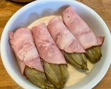 A picture of step 5 of Endives with Ham, Almond Milk Béchamel, and Lemon Zest.