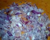 A picture of step 3 of Gizzard sauce with Basmati rice.