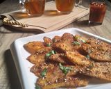 A picture of step 8 of Masala wedge fries with Arabic cinnamon tea.