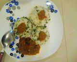 A picture of step 1 of Spinach rice.
