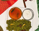 A picture of step 9 of Spinach lemon  Pulao with Rasam and chutney (Jain).