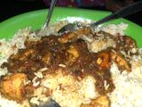 White rice with chicken breast stew