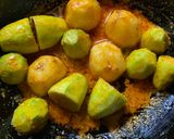 A picture of step 3 of Potol or Pointed Gourd Malaikari for lunch in Thakurbari style.