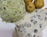 Foto del paso 8 de la receta: Trucha al horno con salsa de champiñones y arroz verde