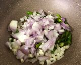 A picture of step 3 of Schezwan Egg Fried Rice.