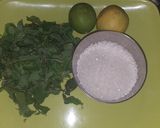 A picture of step 1 of Mint and lemon sharbat.