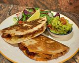 A picture of step 10 of Smoky QuesadillasChicken & chorizo /Jackfruit & veggie sausages.