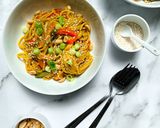 A picture of step 3 of Thai one- pot- pasta.